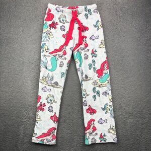 Disney Little Mermaid Ariel Fleece Pajama Pants Kids Size S 4-6 Arctic White